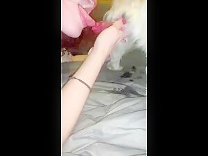 A young woman and her dog