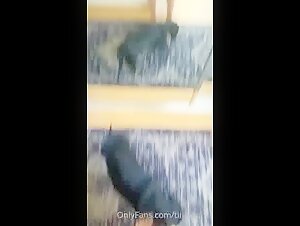 Adorable girl having fun with her dog