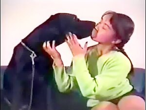 Asian Vintage Handjob and Licking Dog