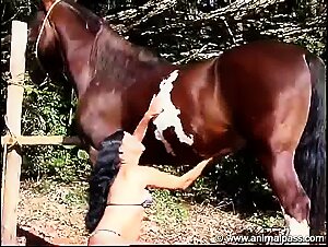 Bestiality: Fake little horse FUCKED by a slut and a dog