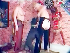 Blonde and well endowed women taken doggy style by a labrador