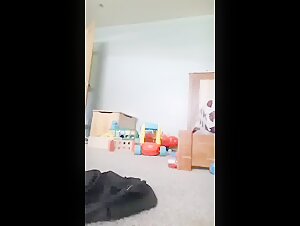 Blonde teen alone at home with her dog