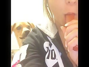 Daring woman with a dog