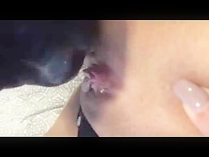 Dog licks honey off pussy