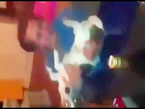 Drunk woman taken by surprise by a dog