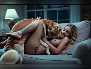 Fantasy blonde and golden, animal sex cgi