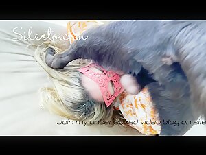 Forbidden Fantasy - Veronica Silesto and her Dog at the Orange Party