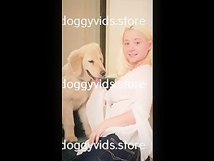 Horny blonde in a beastly threesome