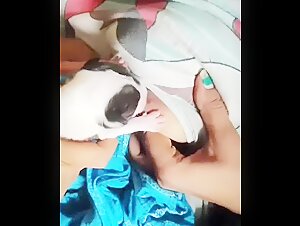 Intense Milking Session with a Loyal Canine Companion