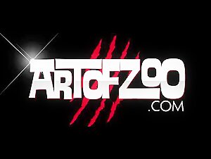 Lonely woman in the desert indulging in forbidden pleasures with a wild boar