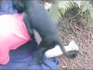 Mature woman fucked by her dog outdoors