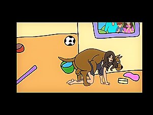 Mature woman in love with dog cock