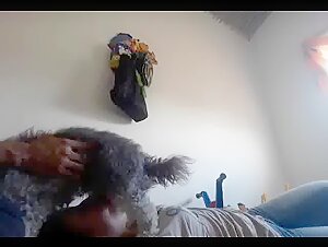 Mouth filled with canine semen