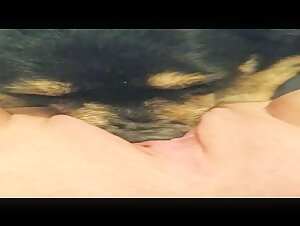 Naughty dog   offers his tongue to a greedy woman