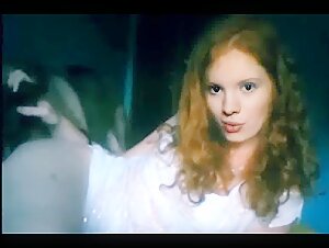 Redhead woman and her dog