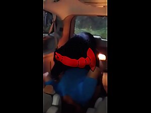 Slut fucks my black dog in the back of my car