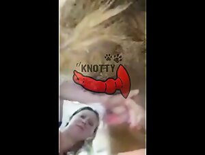 Slut fucks with a big dog dick at the fap zoo bathroom!