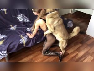 Sonya fucks with her dog, debauched slut pornozoou