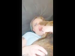 Teen and her dog in a beastly video