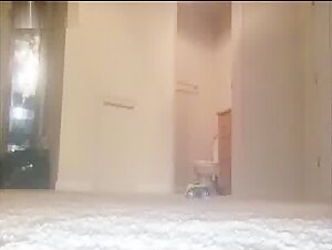 Teenage girl films herself with her dog