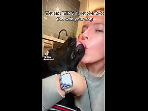 Tiktok woman kissing her dog - Zoo animal xxx