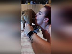 Wild fuck with Iona and her dog