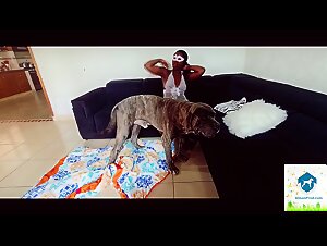 Wild kiss: fatty ass whipped by a hungry dog