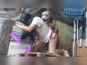 Wild orgasms: Juli explores the Knot with dog