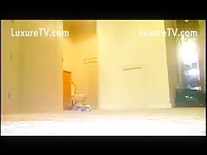 Woman alone at home with her dog