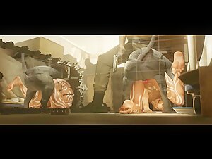 Woman and her dog in a loving cage