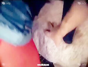 Woman in Red Stockings and Dog