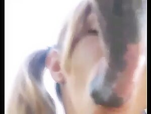 Young Blonde Sucking and Riding a Horse