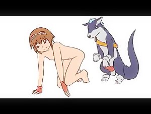 Young girl seduced by a dog